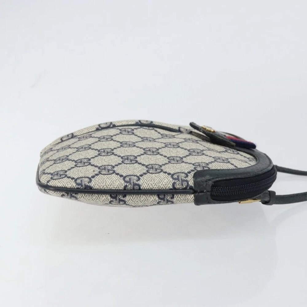 GUCCI GG Supreme Sherry Line Shoulder Bag PVC Navy Gold - Picture 4 of 16